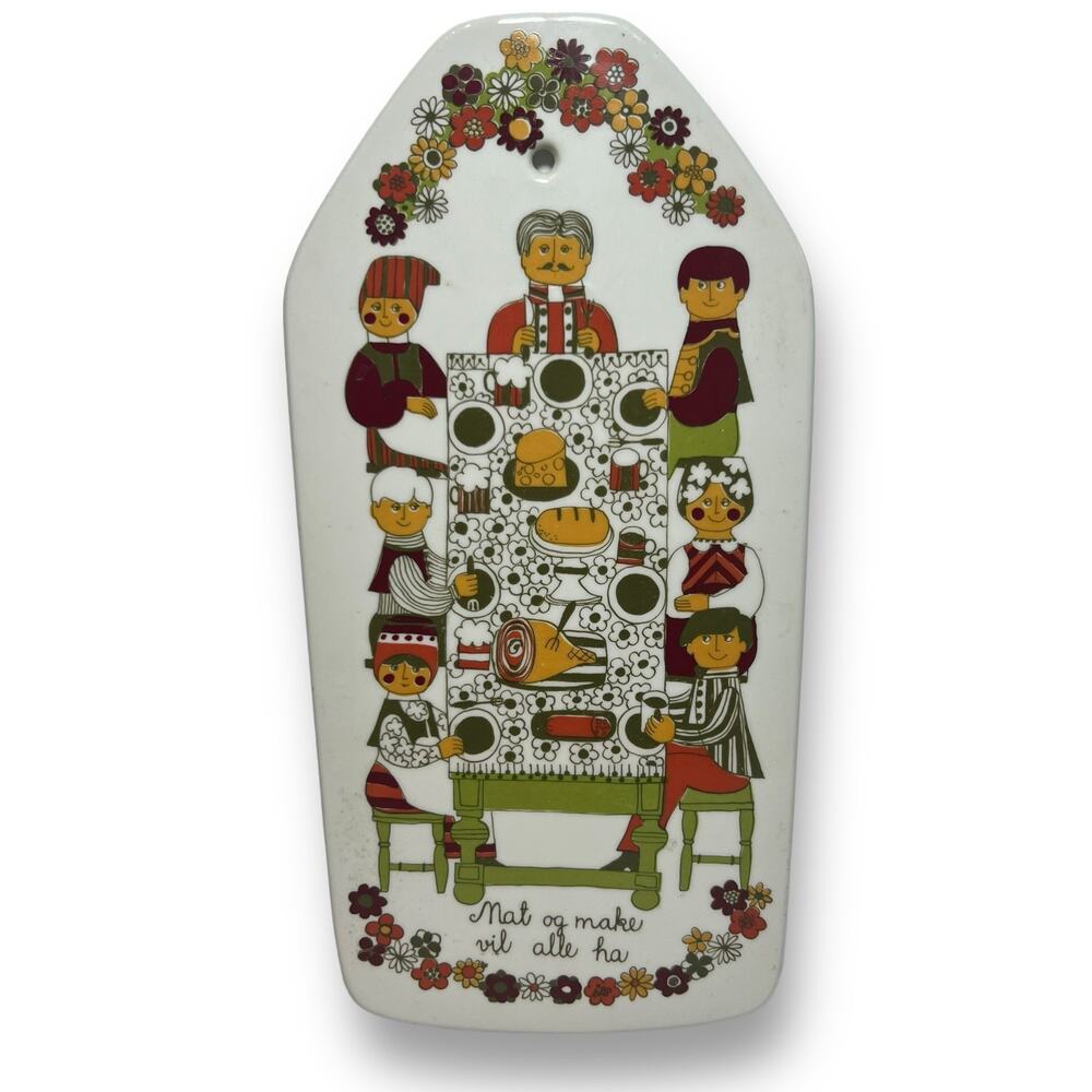 Figgjo Flint Norway Ceramic Cheese Board Mid Century Style Folklore Design